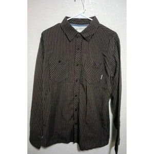 Horny Toad Button Down Brown Stripe Organic Cotton Sustainable Long Sleeve Large